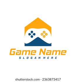 Vector de la plantilla del logotipo de House Game. Icono de diseño de joystick. Botones joystick estilizados. Diseño creativo
