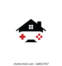 house of gaming - video game console - gamer - joystick vector art