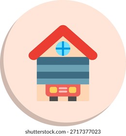 Ícone de Estilo de Círculo Plano de House Garage