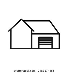 house with garage icon Black line art vector