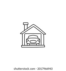Hausgarage-Symbol auf schwarz-weißem Hintergrund 