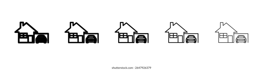 house with garage icon isolated vector on white background set