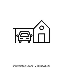 house with garage icon logo sign vector outline
