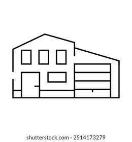 Haus mit Garage Linie Symbol Vektor. Haus mit Garagenschild. isoliertes Kontursymbol, schwarze Illustration