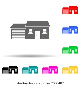 house with garage multi color style icon. Simple glyph, flat vector of house icons for ui and ux, website or mobile application