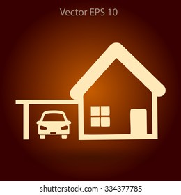 house with garage vector illustration
