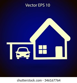 house with garage vector illustration