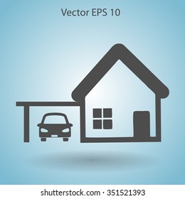 house with garage vector illustration