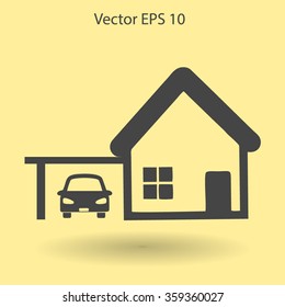 house with garage vector illustration