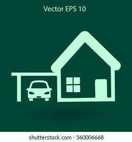 house with garage vector illustration