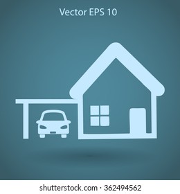 house with garage vector illustration