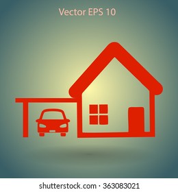 house with garage vector illustration