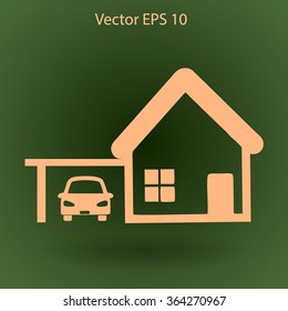 house with garage vector illustration