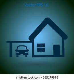 house with garage vector illustration