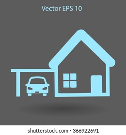 house with garage vector illustration