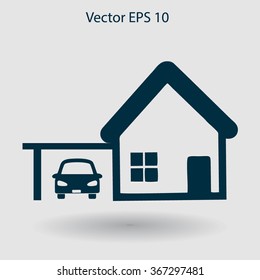 house with garage vector illustration