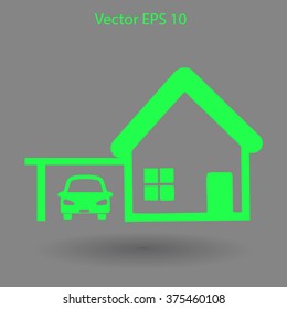 house with garage vector illustration