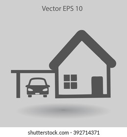 house with garage vector illustration