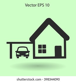 house with garage vector illustration
