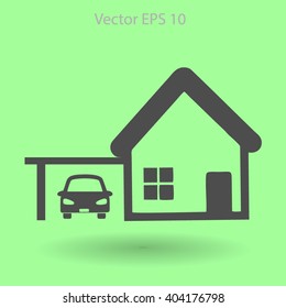 house with garage vector illustration