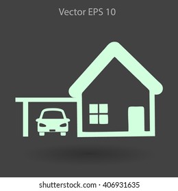 house with garage vector illustration