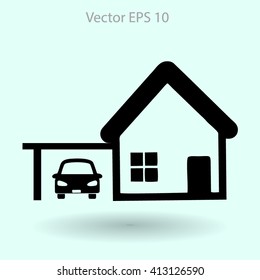 house with garage vector illustration