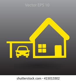 house with garage vector illustration