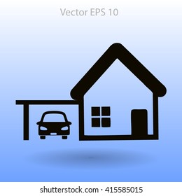 house with garage vector illustration