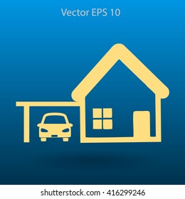 house with garage vector illustration