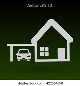 house with garage vector illustration