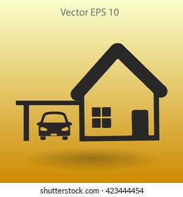 house with garage vector illustration