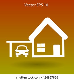 house with garage vector illustration