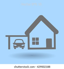 house with garage vector illustration