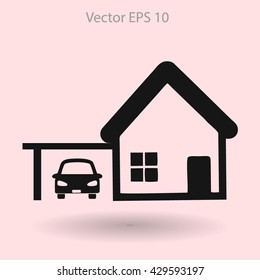 house with garage vector illustration