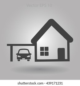 house with garage vector illustration