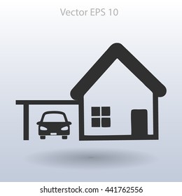 house with garage vector illustration