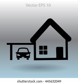 house with garage vector illustration