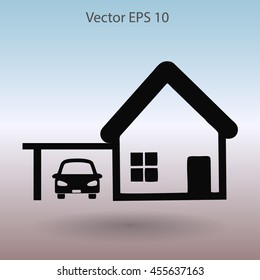 house with garage vector illustration