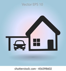 house with garage vector illustration