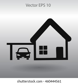 house with garage vector illustration