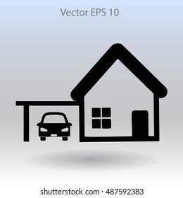 house with garage vector illustration