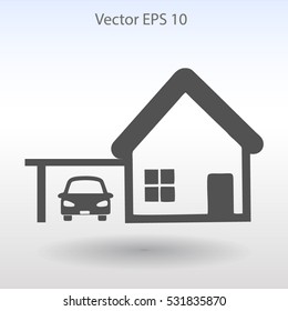 house with garage vector illustration