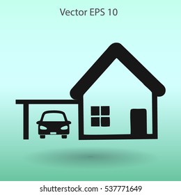 house with garage vector illustration