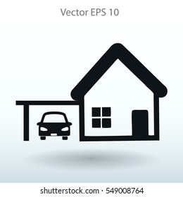 house with garage vector illustration