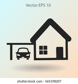house with garage vector illustration