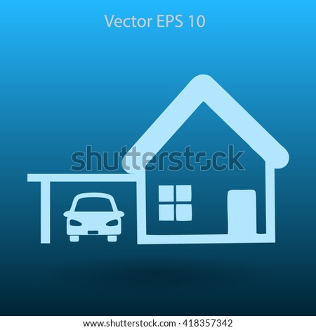 house with garage vector illustration