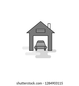 House garage  Web Icon. Flat Line Filled Gray Icon Vector