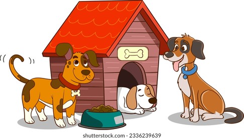 house garden doghouse cartoon vector