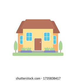 Twostories House Made Wood Illustration Stock Vector Royalty Free