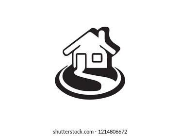 House with a garden icon home symbol building